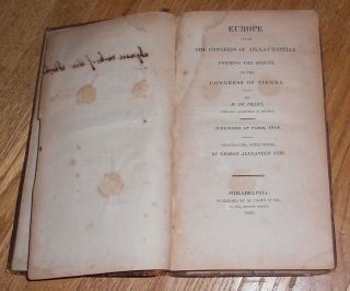 1820 Antique Book Europe After the Congress of Aix - La - Chapelle 1st US ed Leather 3