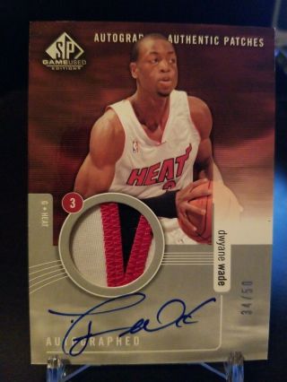 2004 - 05 Sp Game Authentic Patches Dwyane Wade Auto Patch /50 Heat