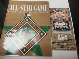 1993 Mlb Baseball All - Star Game Program Baltimore Orioles With Rare Fan Guide