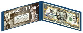 Babe Ruth York Yankees Legal Tender U.  S.  $2 Bill Licensed W/folio &