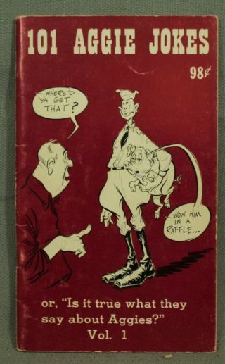 101 Aggie Jokes Vol 1 Rare Vintage Old Book 1966 Edition Military Comic Humor