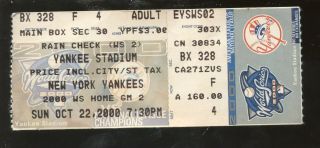 2000 World Series Ticket Stub York Mets At York Yankees Game 2