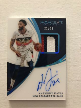 2018 - 19 Immaculate Anthony Davis Jersey 3 Color Patch Auto 23/23 Autograph