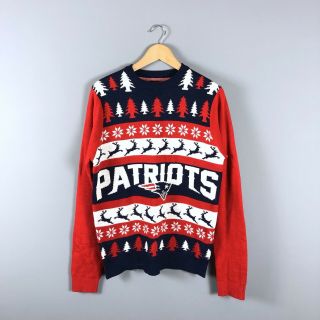 Nfl Team Apparel Mens Medium England Patriots Ugly Christmas Sweater