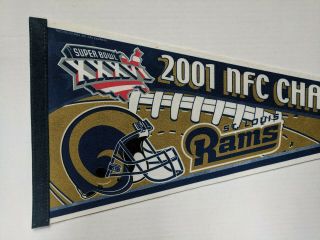2001 St Louis Rams NFC Champions Bowl 36 NFL Football Full Size Pennant 2