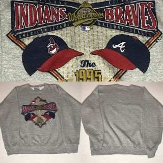 Lee Sport Sweatshirt Xl Vtg 1995 World Series Atlanta Braves Cleveland Indians