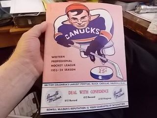1953 - 54 Vancouver Canucks Vs Calgary Stampeders Hockey Program & 2 Tickets