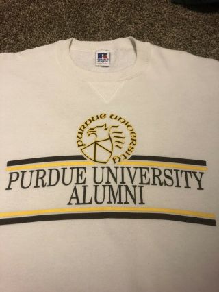 Vintage Purdue Boilermakers Sweatshirt Size Large Student Alumni White 50/50 3