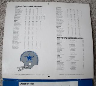 Rare Vintage Official ' 81/ ' 82 Dallas Cowboys & NFL Football Schedule Calendar 3