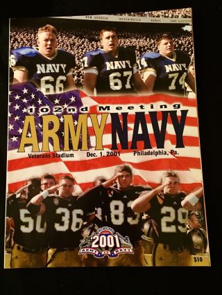 2001 Army Black Knights Vs Navy Midshipmen Official Football Program 