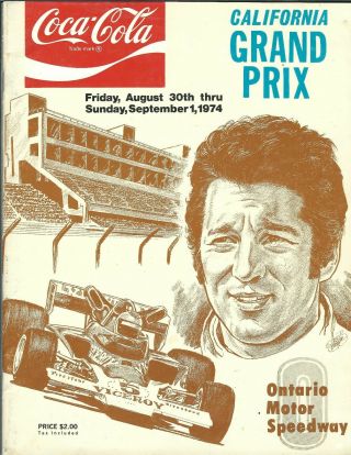 1974 Ontario Calif Grand Prix Scca - Usac F - 5000 Cars Race Program Brian Redman