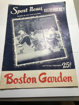 Sport News Boston Bruins Program Boston Garden 1957 - 1958 Playoffs