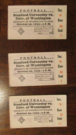 Vintage Stanford University Vs Washington Football Ticket Stub Huskies Cardinal