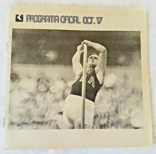 Vintage 1968 Mexico Olympic Games Official Events Program Polevault Cover Usa
