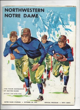 10/28/1961 Northwestern Vs.  Notre Dame Football Program - Nm (see Scan)