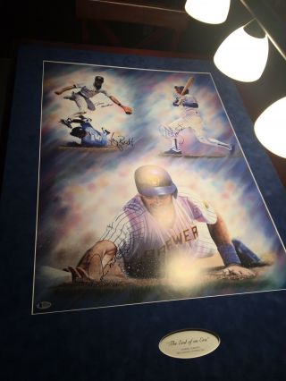 End Of An Era Print Autographed By Robin Yount George Brett Paul Molitor Gantner