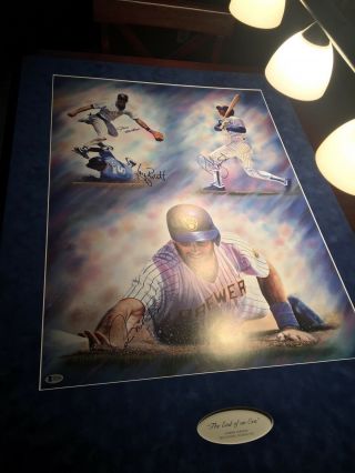 End Of An Era Print Autographed By Robin Yount George Brett Paul Molitor Gantner 2
