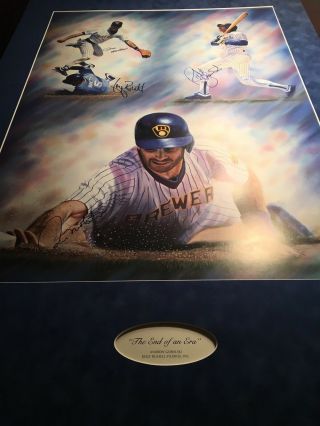 End Of An Era Print Autographed By Robin Yount George Brett Paul Molitor Gantner 3