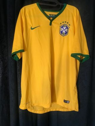 Nike 2014 Brazil National Team World Cup Fifa Soccer Jersey Shirt Xlarge Dri - Fit