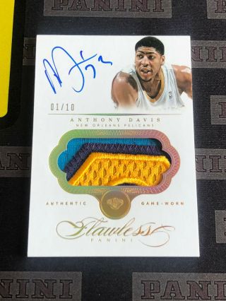 13 - 14 Flawless Anthony Davis Patch Auto Gold 01/10 1/1 Lakers