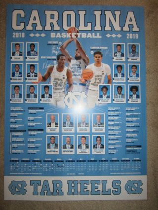 North Carolina2019 Schedule Poster Unc Tarheels Roy Williams Basketball Acc Rare