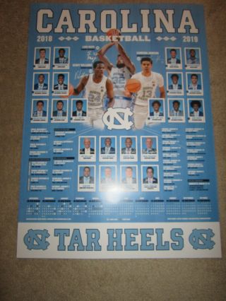 North Carolina2019 Schedule POSTER UNC TarHeels Roy Williams Basketball ACC Rare 2