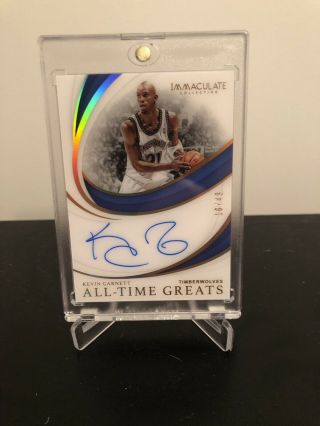 2018 - 19 Immaculate Kevin Garnett All Time Greats Auto /49 Timberwolves