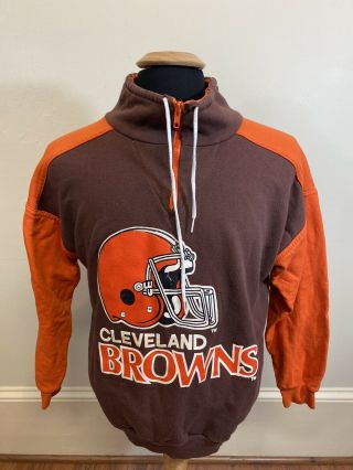 Vintage 90s Rare Cleveland Browns Hummer Sportswear 1/4 Zip Jacket Mens Medium