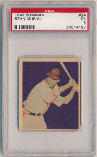 Stan Musial 1949 Bowman 24 Graded Psa 5 Ex St Louis Cardinals Hall Of Fame