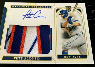 23/25 Pete Alonso 2019 National Treasures Autograph Auto Jumbo Patch Rookie Mets