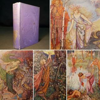 1914 Lilac Fairy Book Andrew Lang Colour Plates Tales Enchanted Brownie Escape