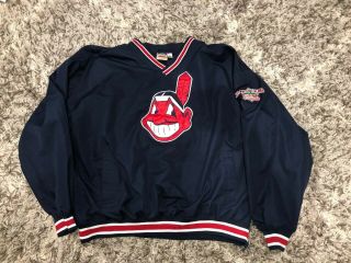 Vtg Cleveland Indians Chief Wahoo Jacobs Field Pullover Jacket Windbreaker 2xl