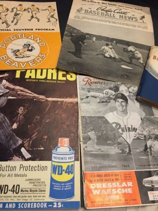 1947 - 1967 All Pcl Pacific Coast Baseball Programs Records Dime News W/hofers,