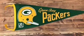 Green Bay Packers Full Size Pennant - 1960s - Single Bar Helmet -