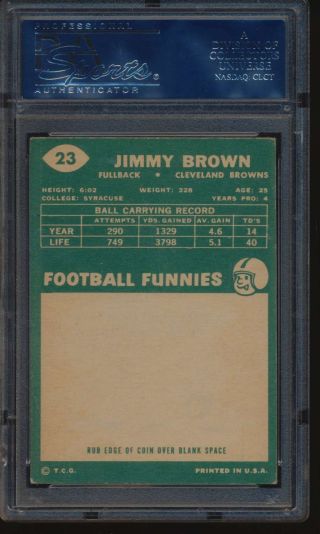 1960 Topps 23 Jim Brown HOF Autographed PSA/DNA Authentic 53416 2