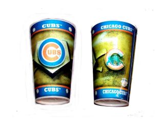Vintage 80s 2 Two Chicago Cubs 3d Motion Plastic Beer Cups Ex Tickets Bears Ofr