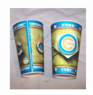 Vintage 80s 2 Two Chicago Cubs 3D Motion Plastic Beer Cups Ex Tickets Bears Ofr 3