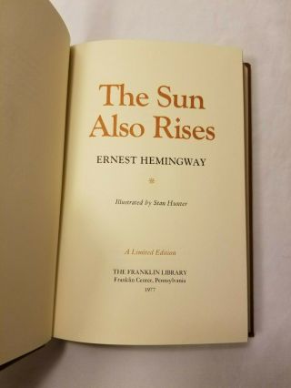 1977 Franklin Limited Edition The Sun Also Rises Ernest Hemingway Leathr