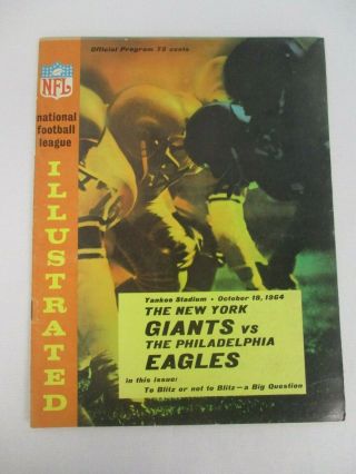 Oct 18,  1964 York Giants Vs Philadelphia Eagles Yankee Stadium Program