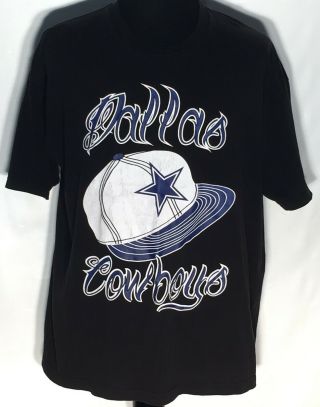Vintage Dallas Cowboys Nfl Football Team Logo Snapback Cap Hat 3xl Black T - Shirt