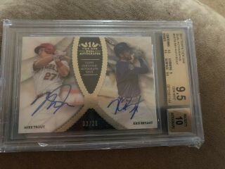 2017 Topps Tier One Dual Auto Mike Trout Kris Bryant 2/25 Cubs Angels Bgs 9.  5