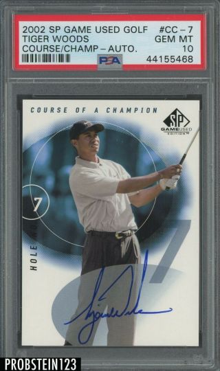 2002 Sp Game Golf Course Of Champion Tiger Woods Auto Psa 10 Pop 1