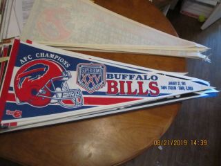 1991 Buffalo Bills Afc Champions Bowl Xxv Football Pennant Nm