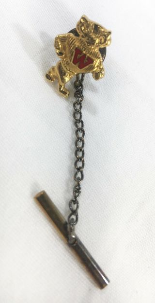Wisconsin Badgers Vintage Gold Bucky Badger Enamel Pin Hat Tack Lapel Tie Wi