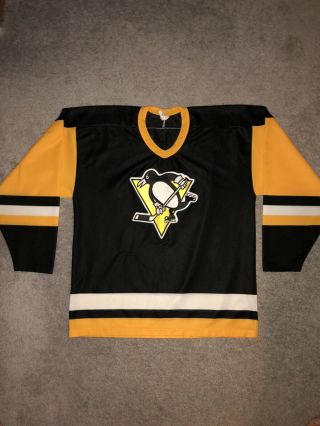 Vintage 90’s Nhl Pittsburgh Penguins Ccm Jersey Made In Usa Large/xl