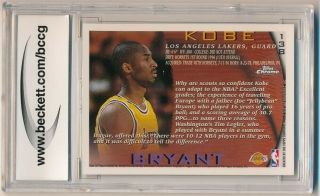 KOBE BRYANT 1996/97 TOPPS CHROME 138 RC ROOKIE LOS ANGELES LAKERS SP BGS BCCG 9 2