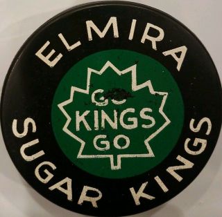 ELMIRA SUGAR KINGS VINTAGE VICEROY MFG.  RARE CANADA OFFICIAL OHA GAME PUCK 2