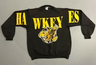 Vintage Iowa Hawkeyes Spellout Crewneck Sweatshirt Sz M Medium Throwback Ncaa
