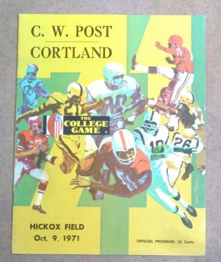Cortland State (ny) @ C.  W.  Post (ny) College Football Program - 1971 - Ex Shape