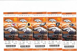 2013 Denver Broncos Season Ticket Stub Set 10 Tickets Peyton Manning